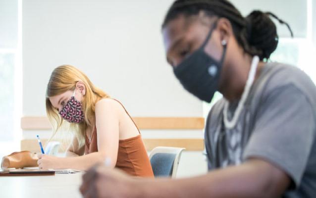 UNC Students in Class Masked Socially Distant